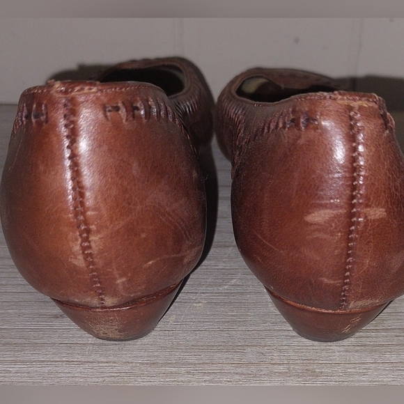 VTG 80's Brown Weaved Decorative Leather Cloud Climbers Flats Pre-Loved Size 6 - Picture 6 of 11